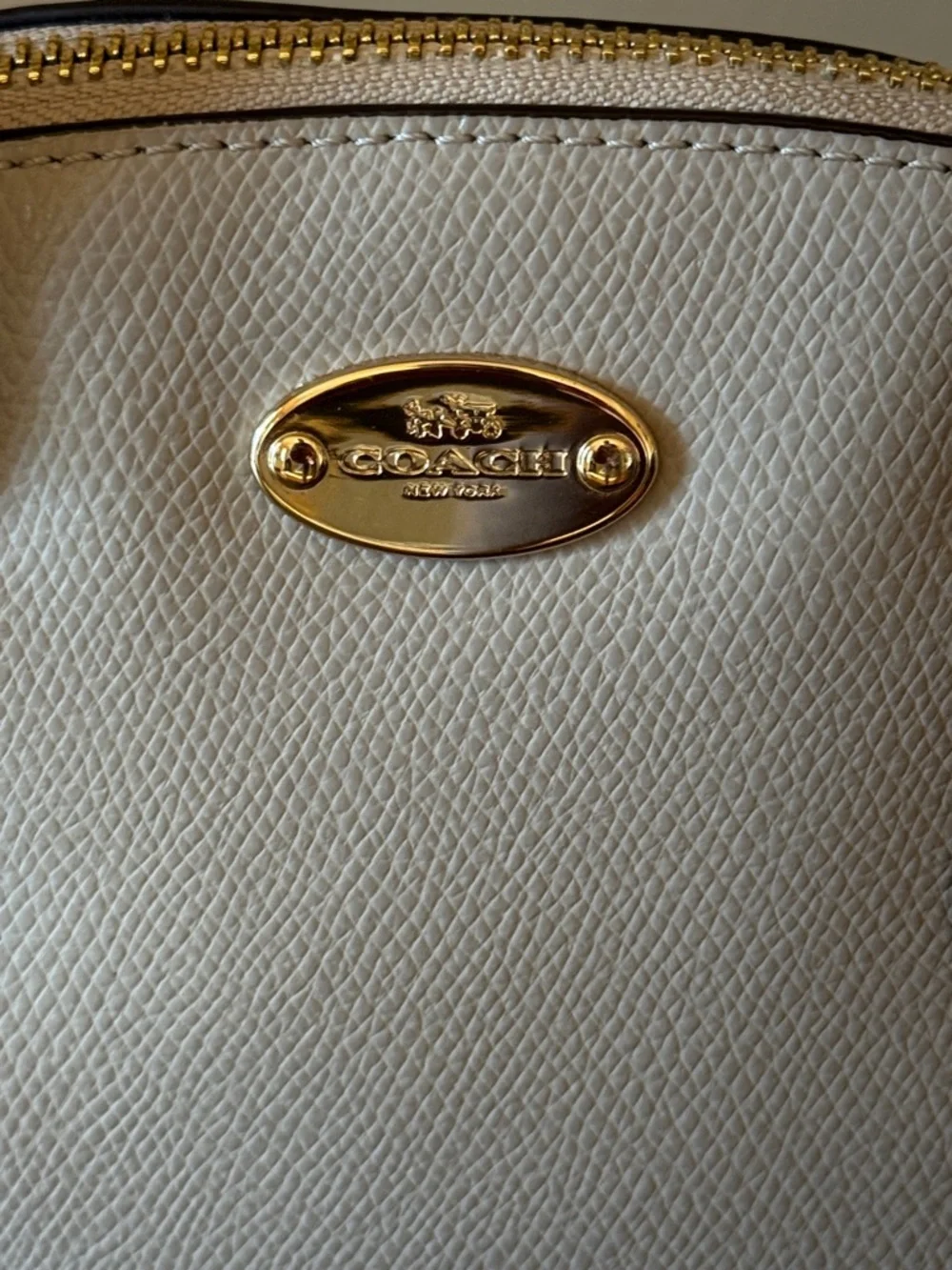 Coach Crossgrain Leather Mini Cora Domed Satchel F34517 Gray Birch Chalk